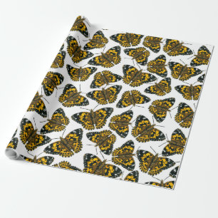 Painted lady butterfly pattern wrapping paper