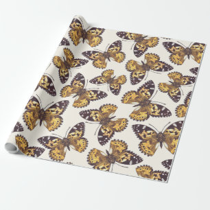 Painted lady butterfly pattern wrapping paper