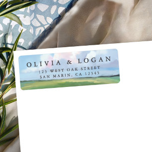 Painted Landscape Sky Cloud Wedding Return Address