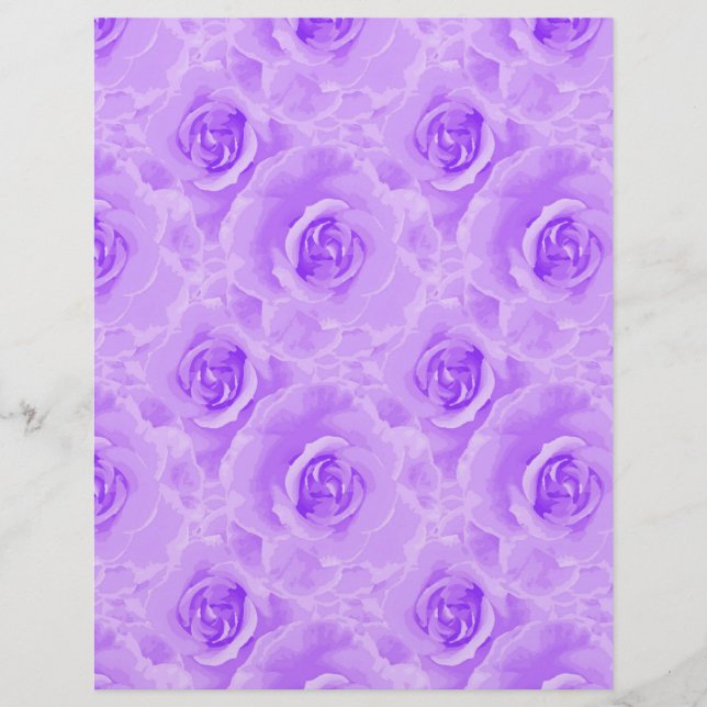 Painted Lavender Roses Art & Craft Scrapbook Paper (Front)