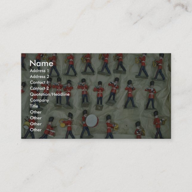 Painted lead soldiers business card (Front)