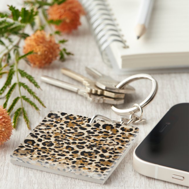Painted Leopard Key Ring (Front Right)