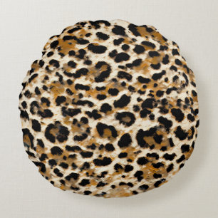 Painted Leopard Round Cushion