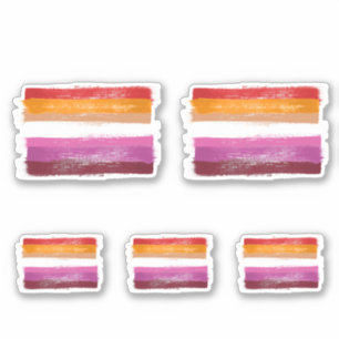 PAINTED LESBIAN PRIDE FLAG SUNSET STRIPES