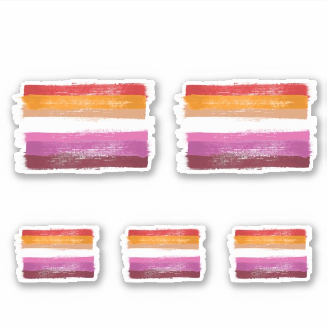 PAINTED LESBIAN PRIDE FLAG SUNSET STRIPES (Front)