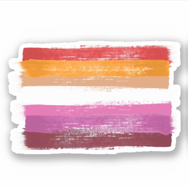 PAINTED LESBIAN PRIDE FLAG SUNSET STRIPES (Front)