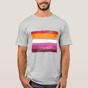 PAINTED LESBIAN PRIDE FLAG SUNSET STRIPES T-Shirt