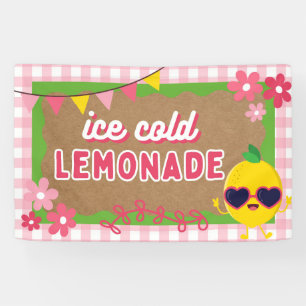 Painted Look Lemonade Stand Banner Pink Gingham