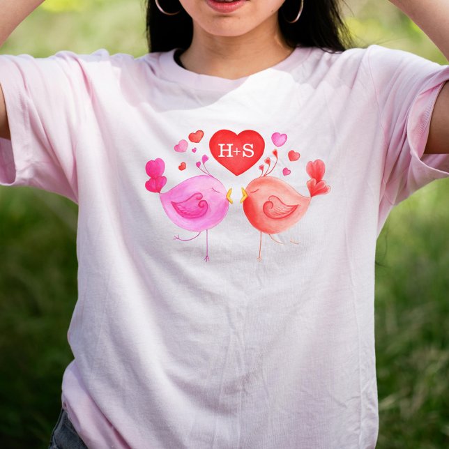 Painted love birds custom initials art t-shirt (Creator Uploaded)