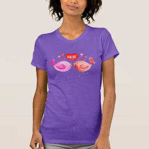 Painted love birds custom initials art t-shirt