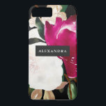 Painted Magnolia iPhone 8 Plus/7 Plus Case<br><div class="desc">This beautiful case features a modern watercolor magnolia design in vivid shades of pink,  white,  gold,  and green on a black background.</div>