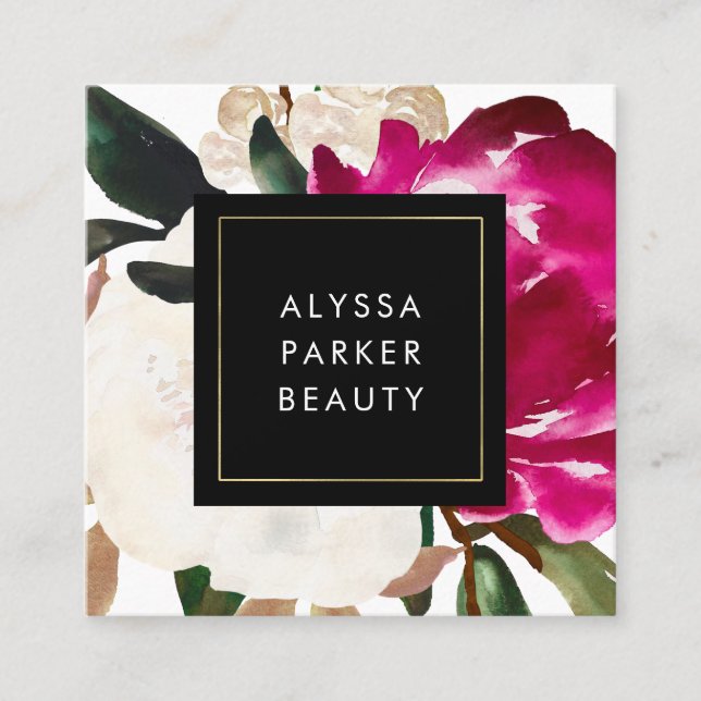 Painted Magnolia Square Business Card (Front)