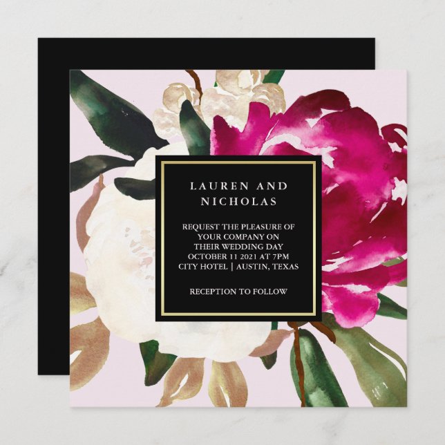 Painted Magnolia | Wedding Invitation (Front/Back)