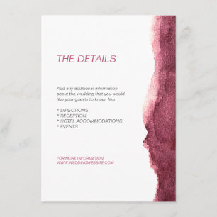 Painted marsala modern simple wedding direction enclosure card