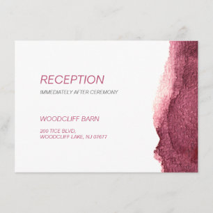Painted marsala modern simple wedding reception enclosure card