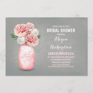 Painted mason jar rustic bridal shower invitations