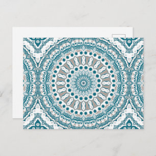 Painted Medallion Pattern in Blue and Grey Postcard