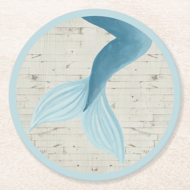 Painted Mermaid Collection Round Paper Coaster (Front)