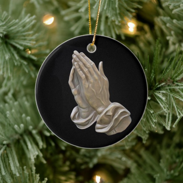 Painted Metal Looking Praying Hands Ceramic Tree Decoration (Tree)