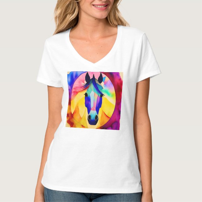 Painted Mosaic Southwest Horse Head T-Shirt (Front)