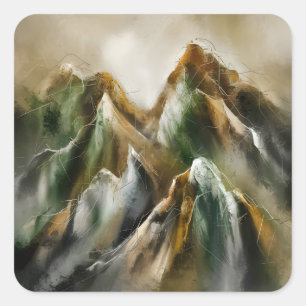 Painted Mountains Square Sticker