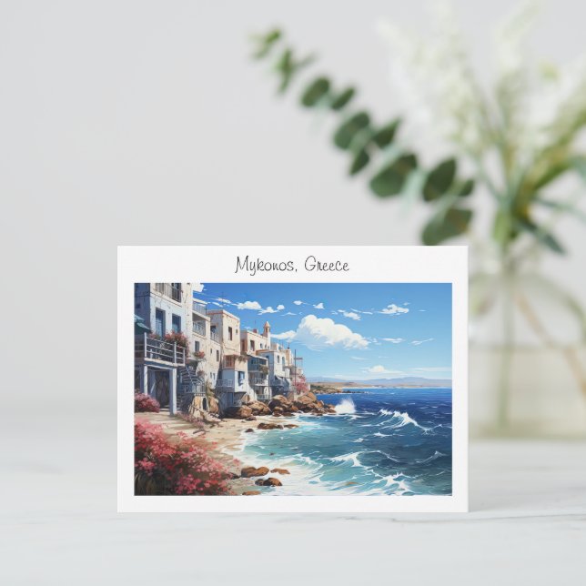 Painted Mykonos in Greece Postcard (Standing Front)