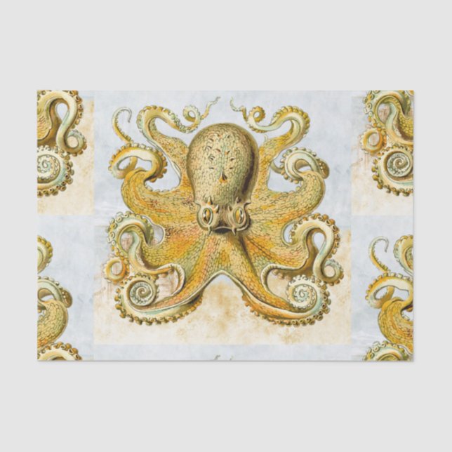 Painted Nautical Octopus Kraken Squid Father's Day Tissue Paper (Front)