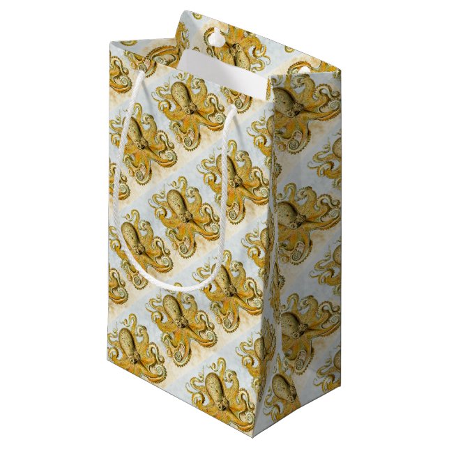 Painted Nautical Octopus Kraken Squid Small Gift Bag (Front Angled)