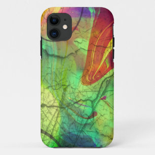 Painted Nebula -Fire Opal Abstract iPhone 11 Case