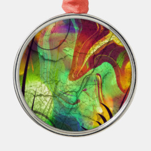 Painted Nebula -Fire Opal Abstract Metal Tree Decoration