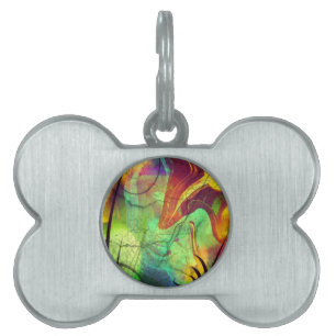 Painted Nebula -Fire Opal Abstract Pet Tag