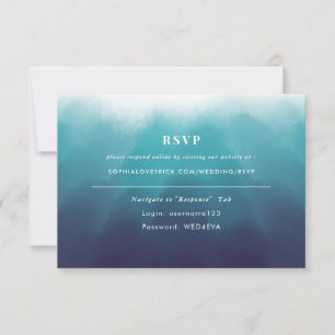 Painted Ocean Blue Elegant Wedding Online RSVP Card