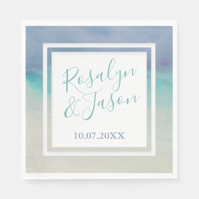 Painted Ocean Border Napkin (Front)