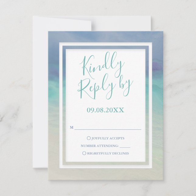 Painted Ocean Border RSVP Card (Front)