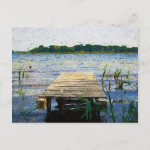 Painted of Footbridge in the water. Havel river. Postcard