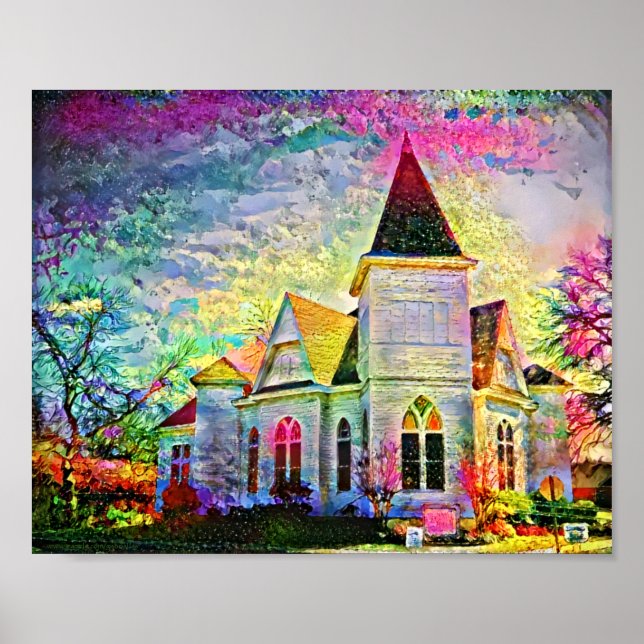 Painted Old Country Church Photographic Art Print (Front)
