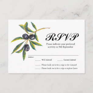 Painted Olive Branch Weddding RSVP Card