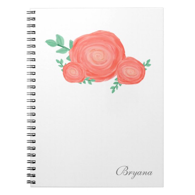 Painted Orange Floral Flowers Notebook Journal (Front)