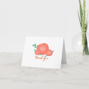 Painted Orange Floral Flowers Thank You Card