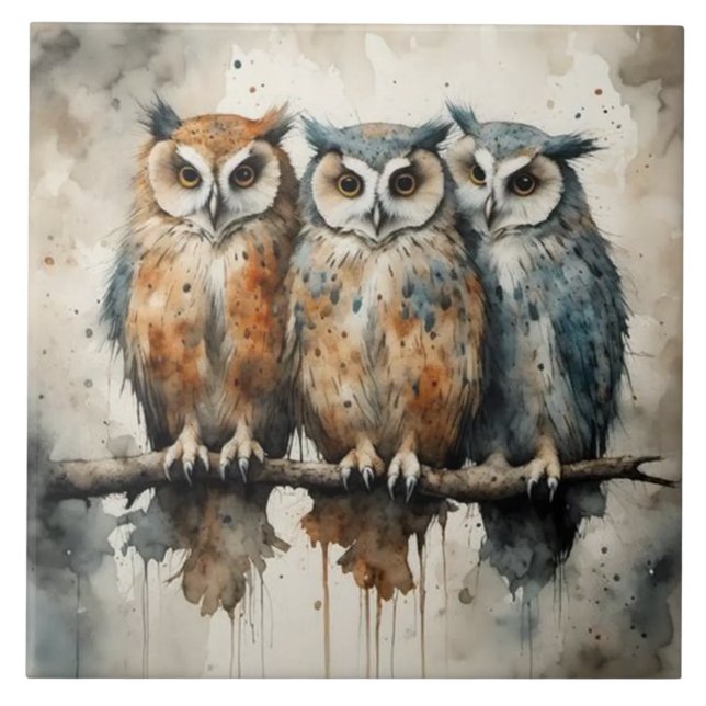 Painted owls tile (Front)