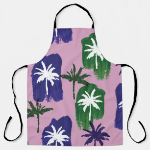 Painted Palm, Navy Blue Green. Apron