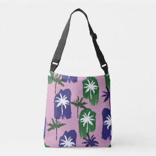 Painted Palm, Navy Blue Green. Crossbody Bag
