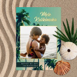 Painted Palm Trees Mele Kalikimaka Photo Christmas<br><div class="desc">This stunning holiday photo card features a painting of palm trees for the background and a rectangular (almost square) photo template. Stylish typography reads, "Mele Kallikimaka" in real foil, and the photo is framed in foil, as well. The back contains a sand design over a white background. The perfect beach...</div>