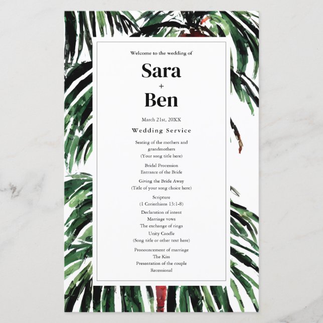 Painted Palm Trees Modern Beach Wedding (Front)