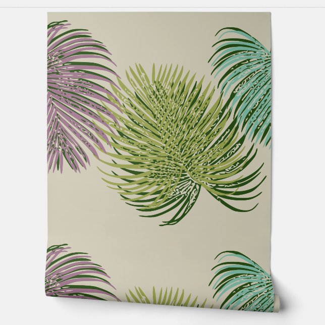 Painted paper tropical leaves wallpaper (Unrolling)