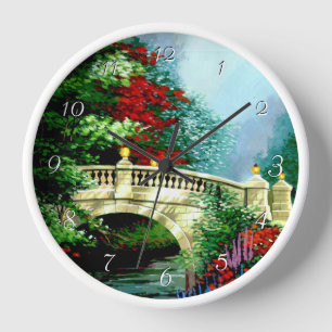 Painted Park Bridge Round Clock