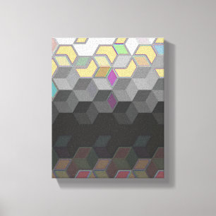 painted pastel and dark 3d cubes background canvas print