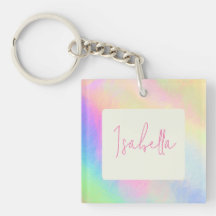 Painted Pastel Personalise Name Acrylic Keychain
