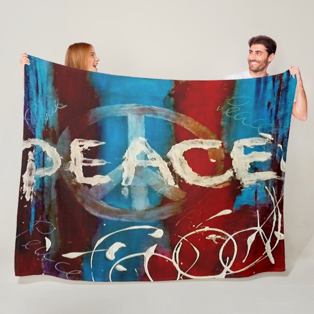 Painted peace sign fleece blanket (In Situ)