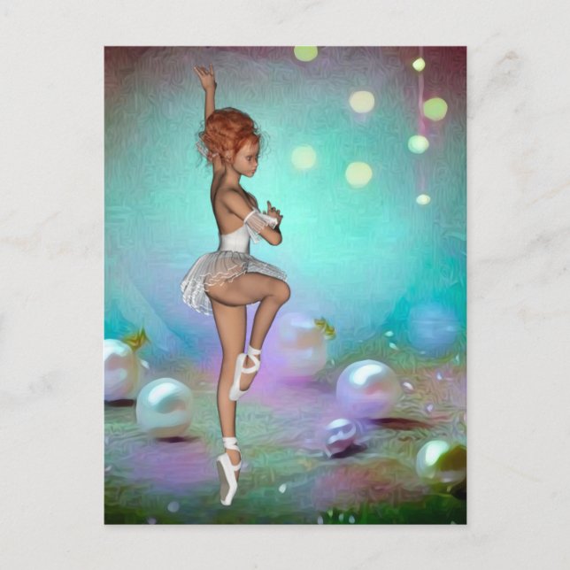 Painted Pearls Background & Dancing Ballerina Postcard (Front)